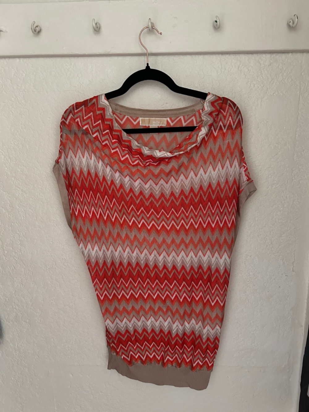 Michael Kors Orange 🍊 and White Chevron Blouse